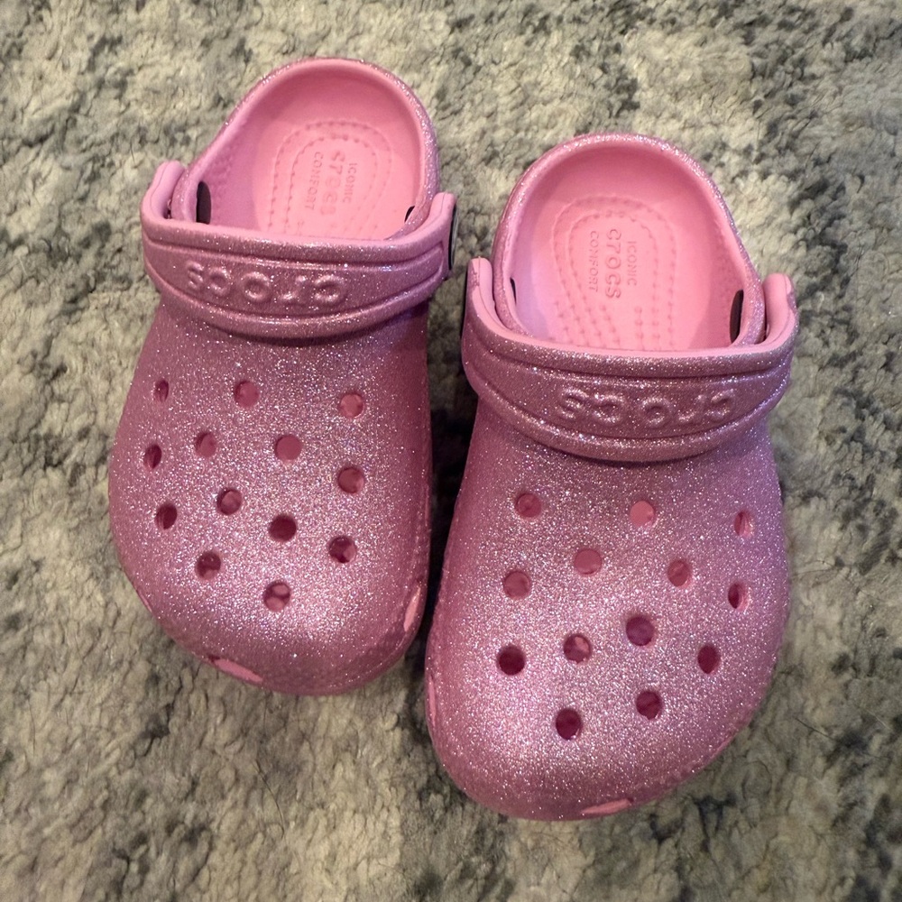 CROCS Kids Sparkly Slippers - Pink